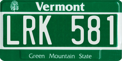 VT license plate LRK581