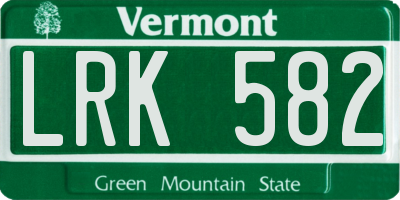 VT license plate LRK582