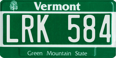 VT license plate LRK584