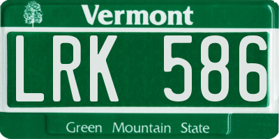 VT license plate LRK586