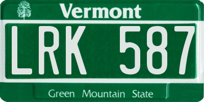 VT license plate LRK587
