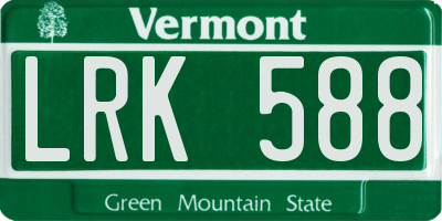 VT license plate LRK588