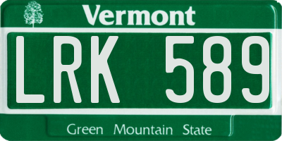 VT license plate LRK589