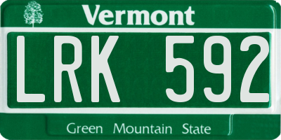 VT license plate LRK592