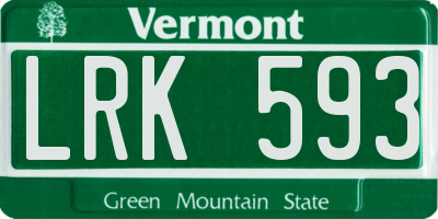 VT license plate LRK593