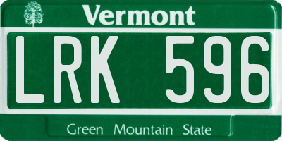 VT license plate LRK596