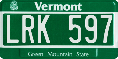 VT license plate LRK597