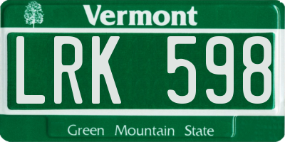 VT license plate LRK598