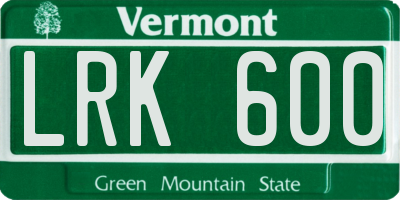 VT license plate LRK600