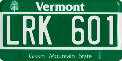 VT license plate LRK601