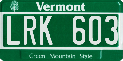 VT license plate LRK603