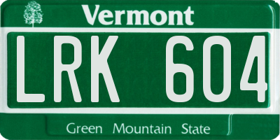 VT license plate LRK604