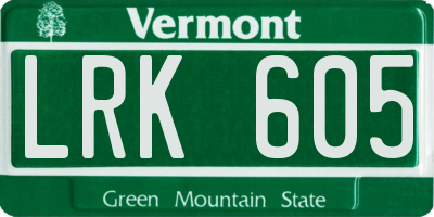 VT license plate LRK605