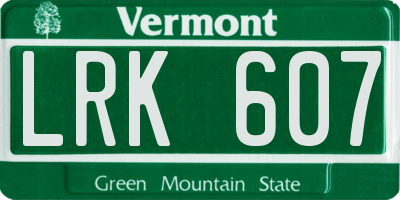 VT license plate LRK607