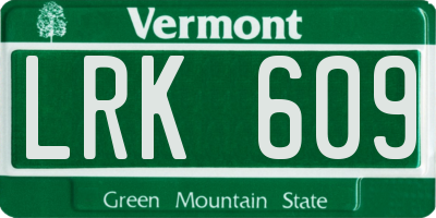 VT license plate LRK609