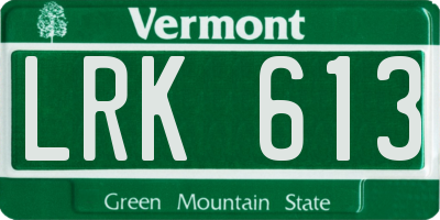 VT license plate LRK613