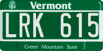 VT license plate LRK615