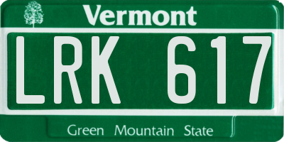 VT license plate LRK617