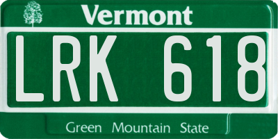 VT license plate LRK618