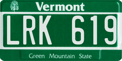 VT license plate LRK619