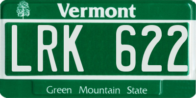 VT license plate LRK622