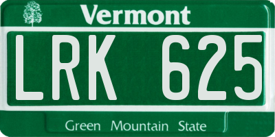 VT license plate LRK625