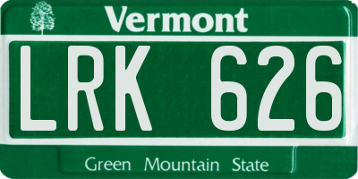 VT license plate LRK626