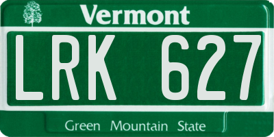 VT license plate LRK627