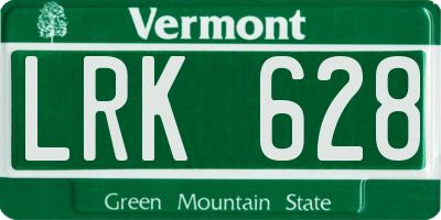VT license plate LRK628