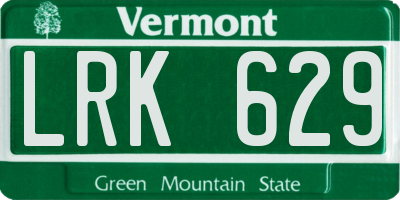 VT license plate LRK629