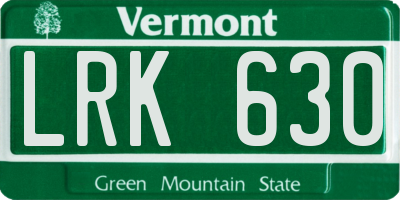 VT license plate LRK630