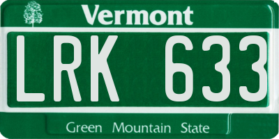 VT license plate LRK633