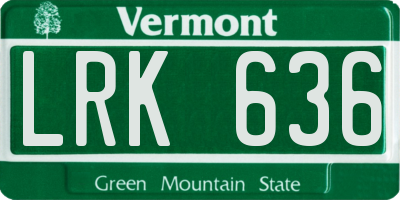 VT license plate LRK636