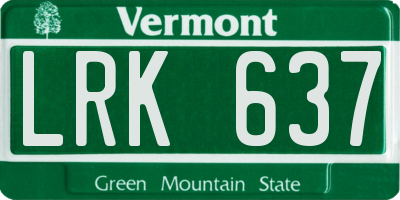 VT license plate LRK637