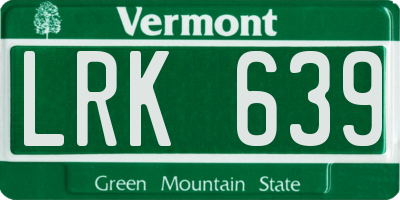 VT license plate LRK639
