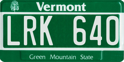 VT license plate LRK640