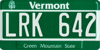VT license plate LRK642
