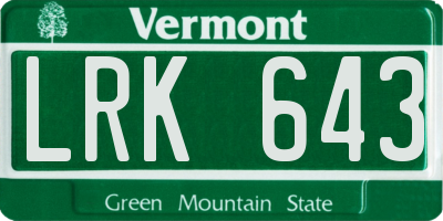 VT license plate LRK643