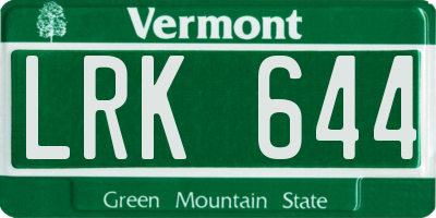 VT license plate LRK644
