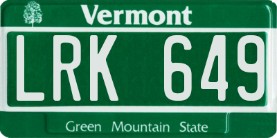 VT license plate LRK649
