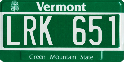 VT license plate LRK651