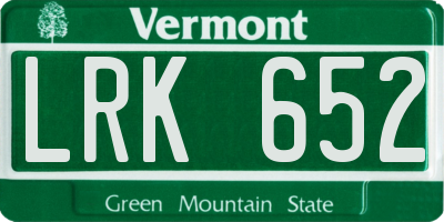 VT license plate LRK652