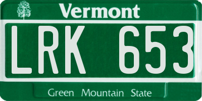 VT license plate LRK653