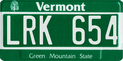 VT license plate LRK654