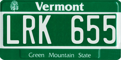 VT license plate LRK655