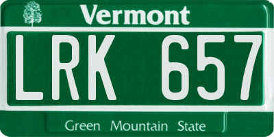 VT license plate LRK657