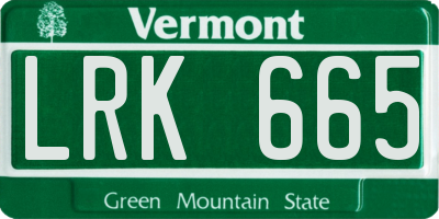 VT license plate LRK665
