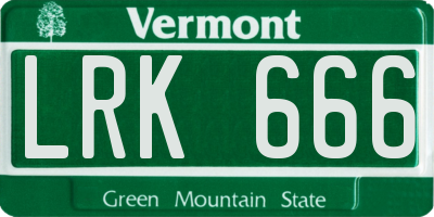 VT license plate LRK666