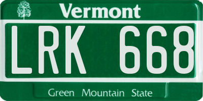 VT license plate LRK668