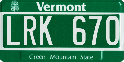 VT license plate LRK670